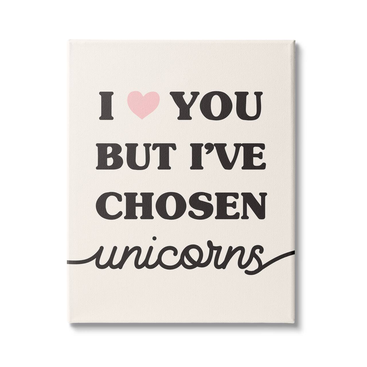 Stupell Industries I Love You But Unicorns Funny Phrase Fantasy Canvas Wall Art